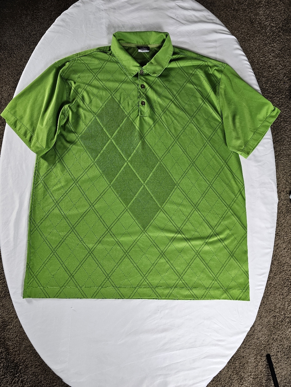 Nike Golf Mens XXL Green Dri-Fit Polo Grid Pattern Diamond 2XL